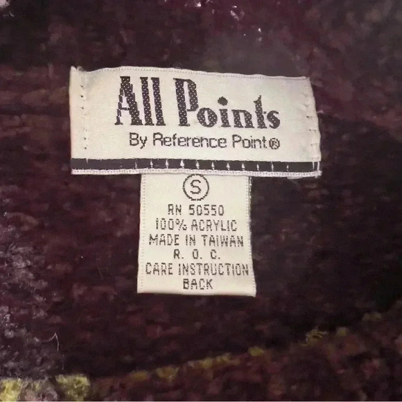 Vtg 90s All Points Chenille Colorblock Sweater - Size Small/Medium - Picture 4 of 7